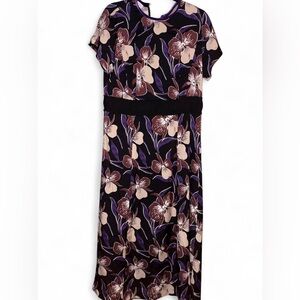 Dries Van Noten purple botanical floral maxi autumn wedding guest dress. EU 40